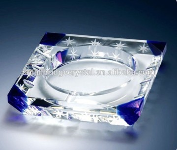 square engraved crystal ashtray