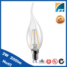 Guangdong supplier E14 2W Flam/Tail LED Filament Bulbs