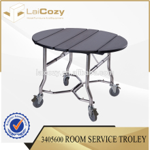 Foldedle Moving Stainless Steel Hotel Room Service Trolley/Round Room Table With Four wheels