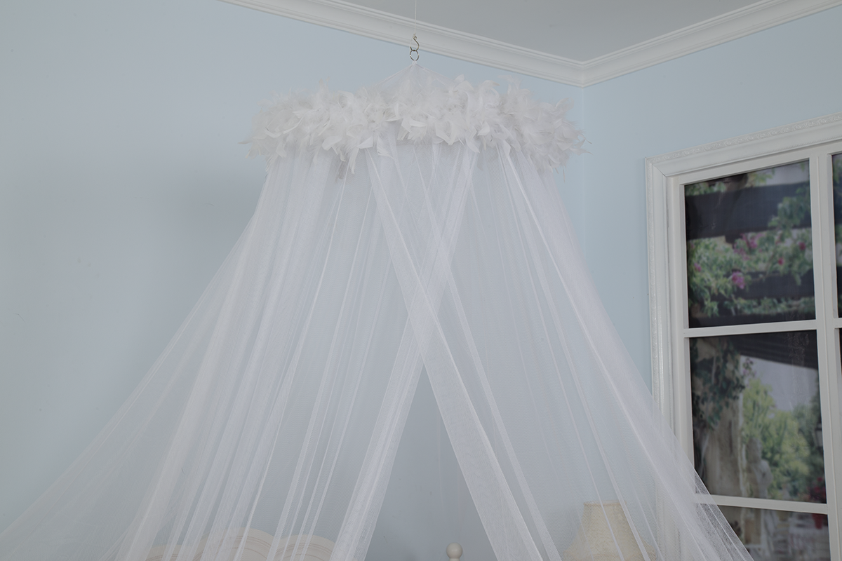 Circular Hanging Bed Canopy White Mosquito Netting