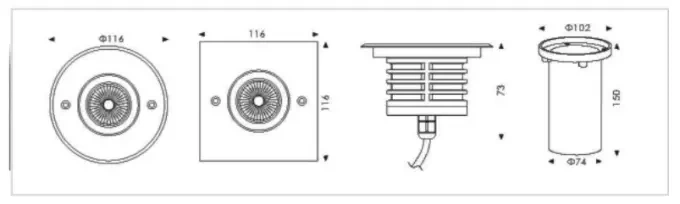 10W RGBW 12&24V Recessed LED Inground Light