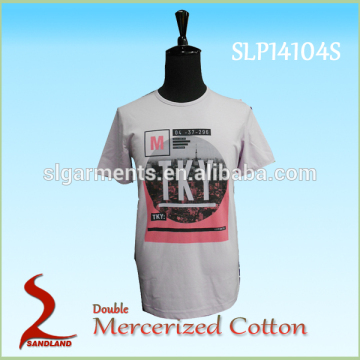 Men's t shirt double mercerized cotton printing t shirt