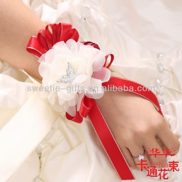 artificial wrist flower red color rose for wedding party