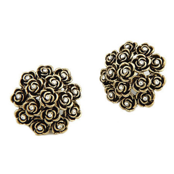 Sellers antique brass big flower circle earrings