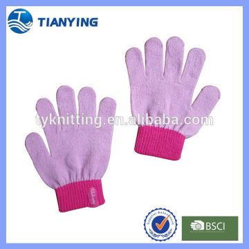 pink acrylic kids magic stretch gloves