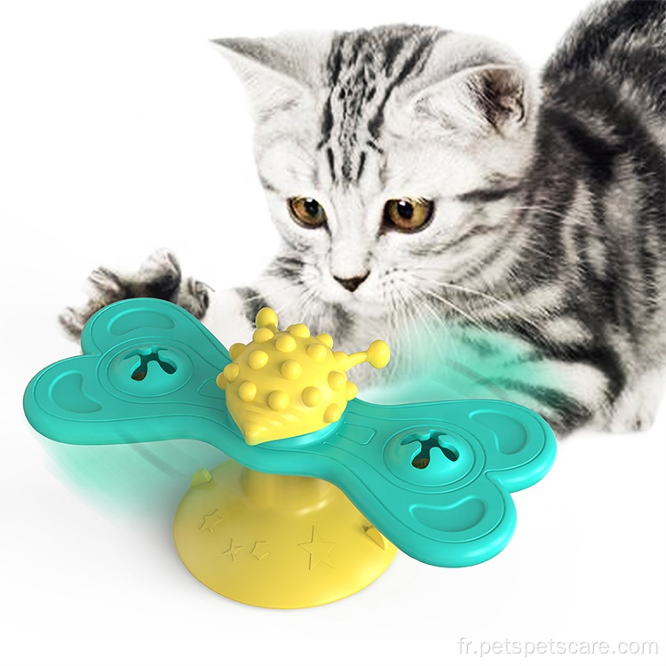 Cat jouet bleu jaune accessoires innovants