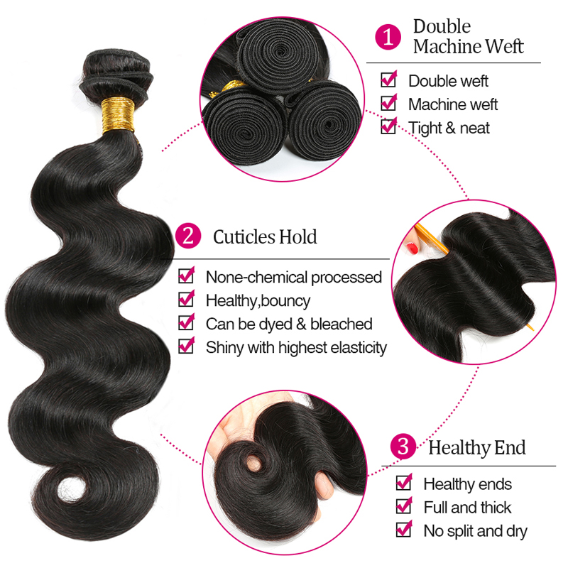 Top Selling Cuticle Aligned Virgin Hair Vendors Human Hair Extension Brazilian body wave Hair Bundles with closure