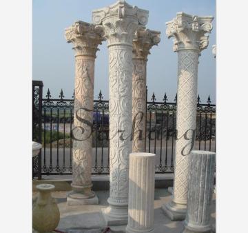 Outdoor Decoration solid white marble Roman columns