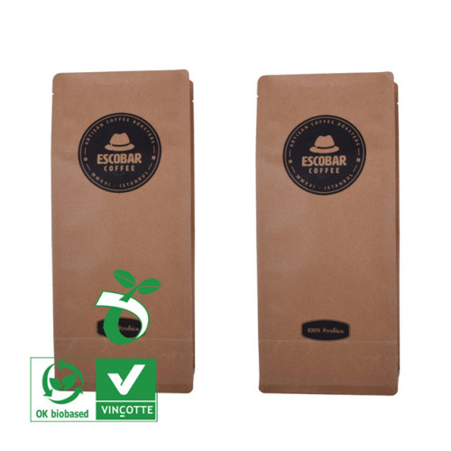 Bolsa de café compostable de fondo plano con válvula