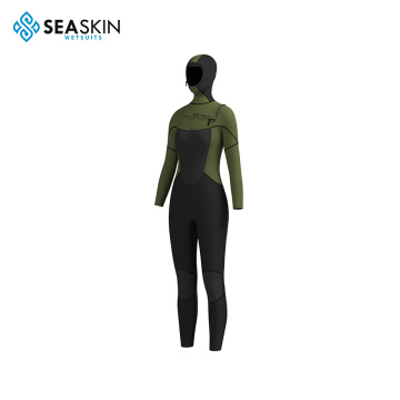 Seaskin Womens 5/4mm de neoprene com capuz