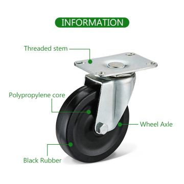 Light Industrial Flat Plate Swivel Rubber Wheel Caster