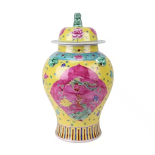 Antique Hand-Painted Phoenix and Lion Porcelain Vases for Living Room Decor