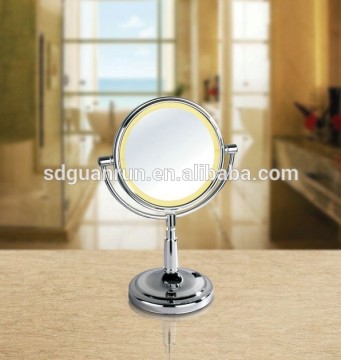 silver desk top battery make up mirror with light bulbs