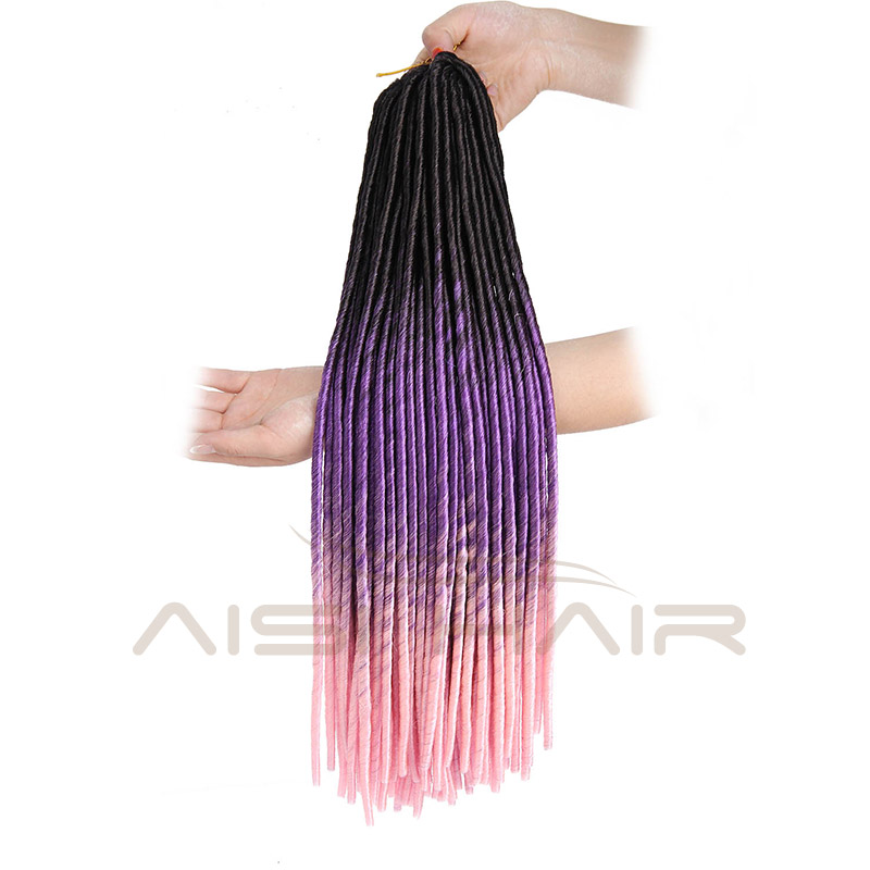 Synthetic Ombre Three Tone Color Dreadlocks Braid Hair Long Hair Extensions Braiding Heat Resistant Fiber