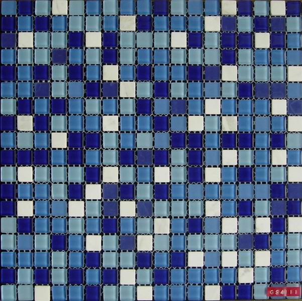 Blue Crystal Glass Stone Mixed Mosaic Tile