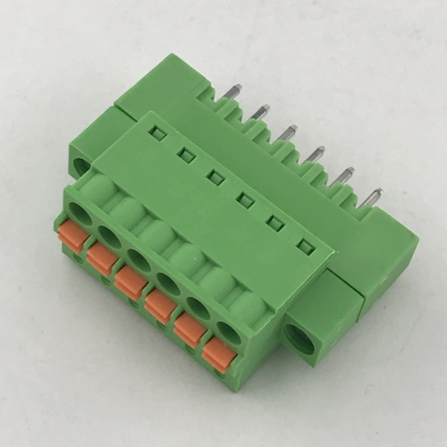 spring type pluggable terminal block with flange ears