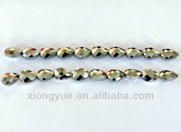 wholesale metallic crystal glass teardrop shaped string beads