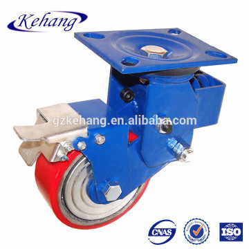5" double brake caster wheel with spring,125mm caster wheels wholesale,pu wheels