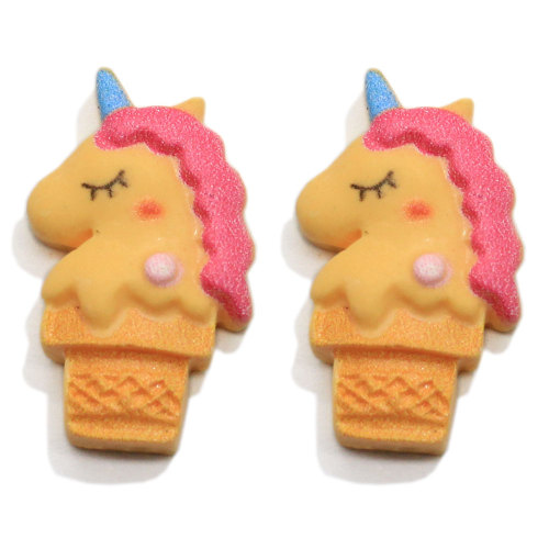 Cabujones de resina de helado de caballo bonito, encantos de limo de dibujos animados, casa de muñecas en miniatura, adornos para cupcakes, álbum de recortes DIY