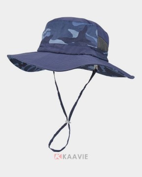 mens mesh blue camo bucket hat with string
