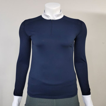 Hoogwaardige marineblauwe paardensportshirts voor vrouwen