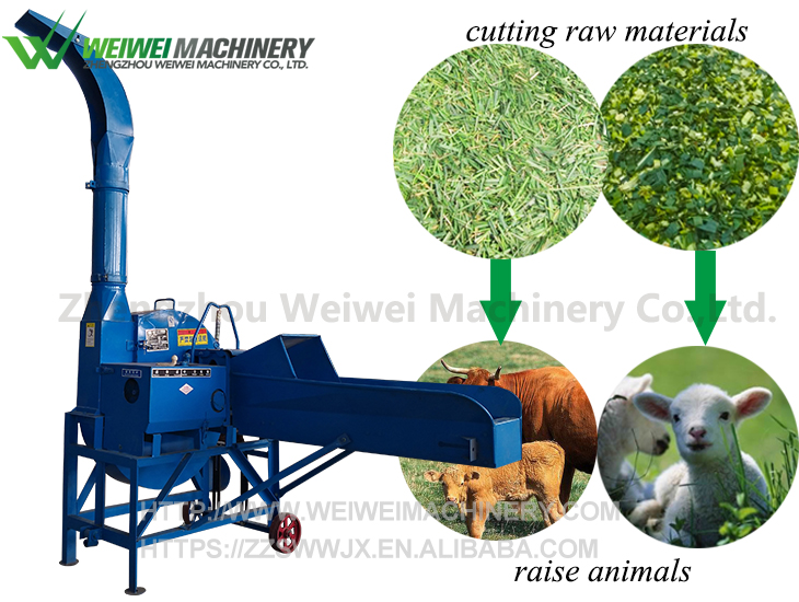 Weiwei machinery electric chaff cutter grass cutting machine blower with convyer belt