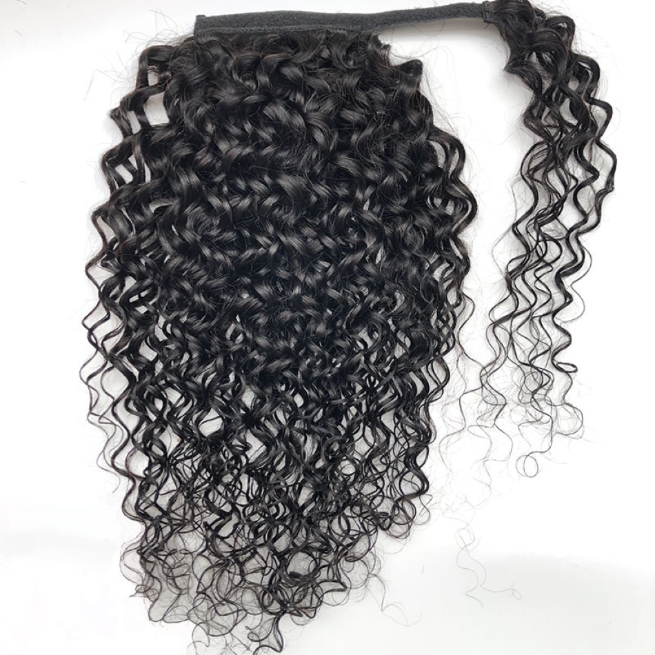 Wholesale Long Wavy Ponytail Human Hair Straight and kinky curly Drawstring Ponytails Clip in Hair Ponytail for Black women