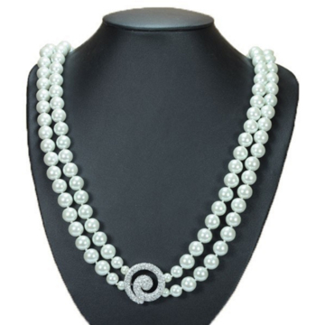 Double Strand Faux White Pearl Necklace