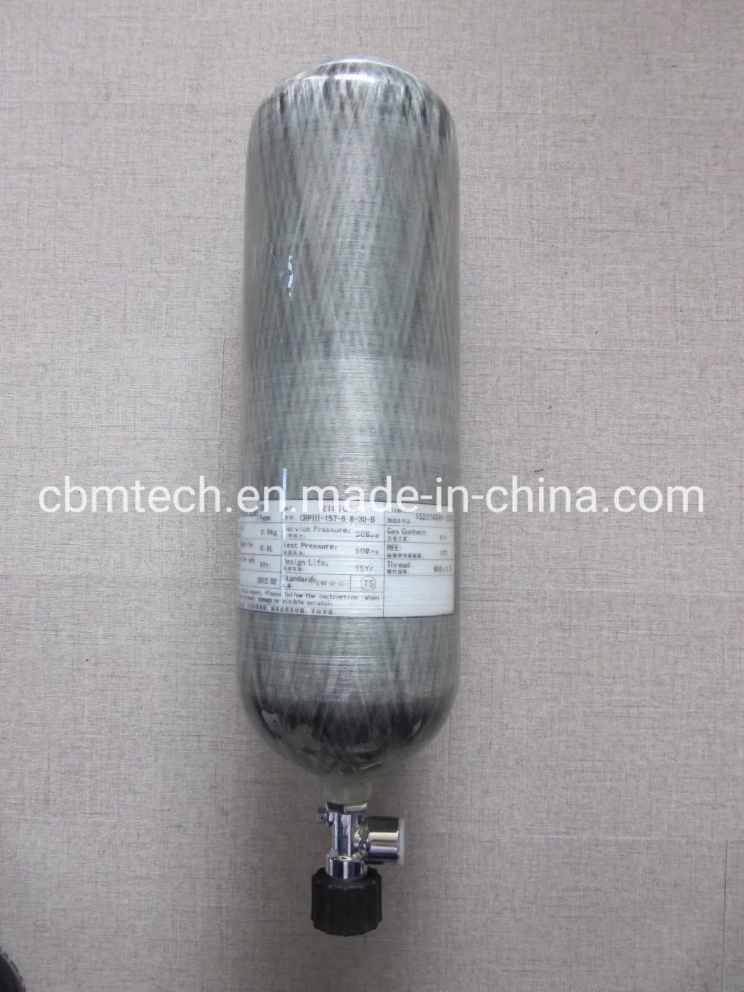 Cbmtech Carbon Fiber Breathing Air Cylinder 2L, 3L, 6.8L, 9L, 12L