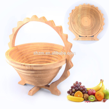 New style bamboo fruit basket Bamboo flower shape foldable storage basket