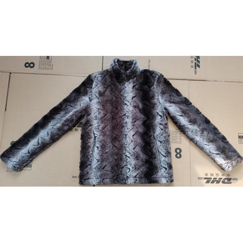 Women's Printed Fake Fur Coat With Zipper