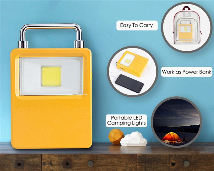 Die casting aluminum shell Charge mobile phone with multifunction cable rechargeable solar led portable light