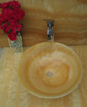 High Quality Yellow Onyx Marble Stone Basin