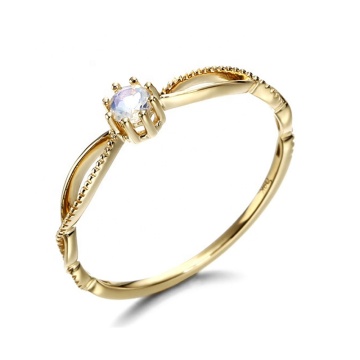 HYH Factory 9K Solid Gold Blue Moonstone Ring