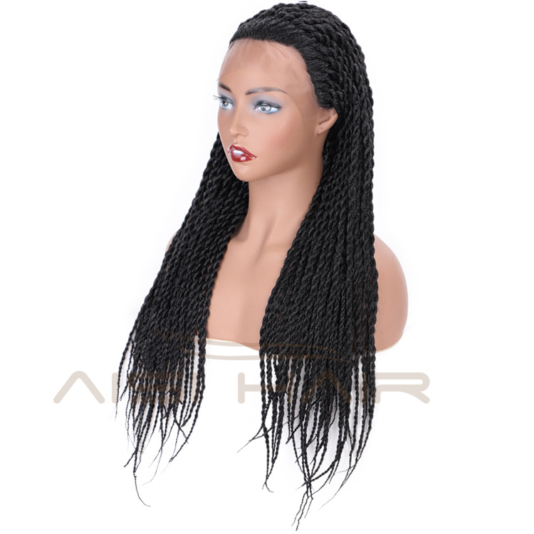 Aisi Hair Heat Resistant Synthetic Fiber Lace Front Twists Braids Wig Lace Front Long Braiding Wigs for Black Women