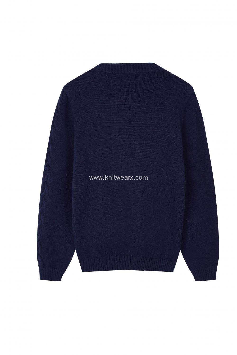 Boy's Knitted Cable Texture Crew-Neck Pullover