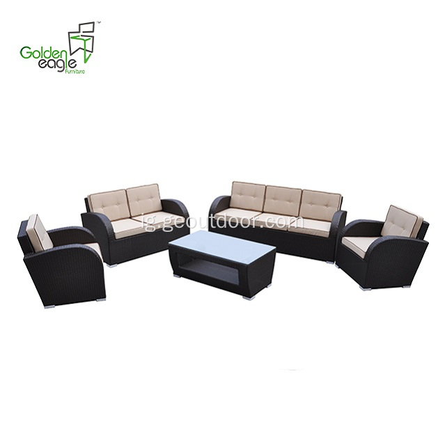 5 pcs Garden na-ewu ewu ụlọ ahịa wicker sofa set