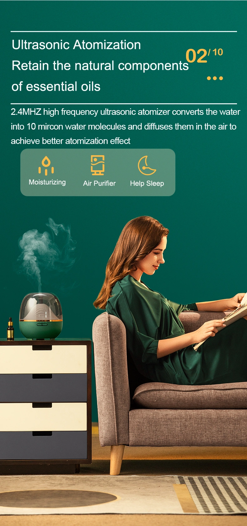2020 New Ultrasonic Humidifier Air Purifier Aroma Diffuser Bluetooth and Remote Control Aroma Diffuser