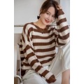 Cashmere stripe black and white long sleeve knit