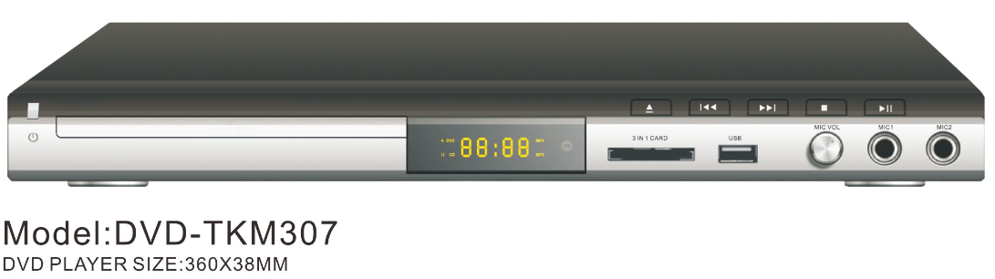 DVD-TKM307 USB SD DVD Full Metal Home DVD Player with Remote Control and LED Display