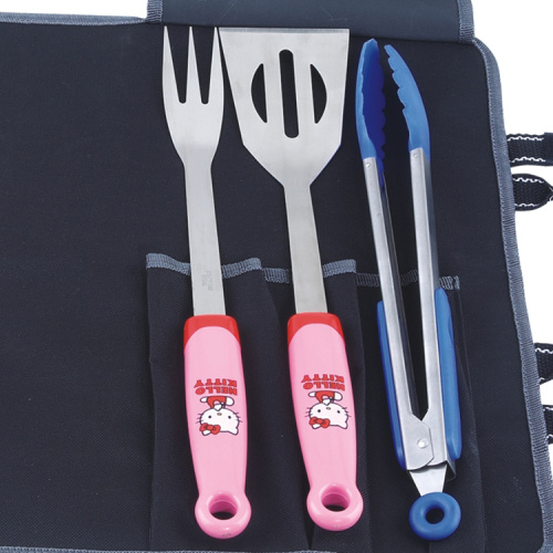 3pcs cute bbq tool set with nylon bag