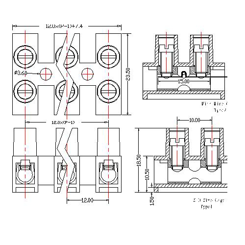 AT802H-12.0XXXX-A Feed Through Terminal Block Pitch12.0 mm 