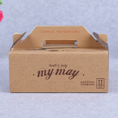 โลโก้ที่กำหนดเองพิมพ์ Take Away กระดาษอาหารกล่องอาหารกลางวันราคาส่งสีน้ำตาล Picnic Paper Gable Boxes