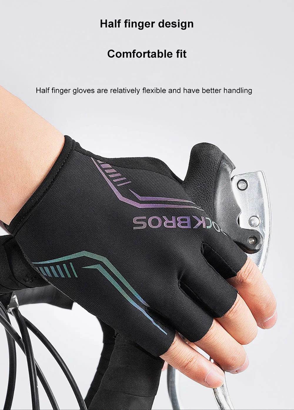 Made in China Rockbros Colorful Reflective Half Finger Gloves Cycling Riding Gloves