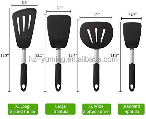 Silicone Turner Spatula Set Resistant Rubber Kitchen Cooking Utensil Egg Turners Pancake Flipper