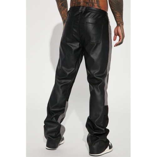 Flared Men's Black Leather Pants