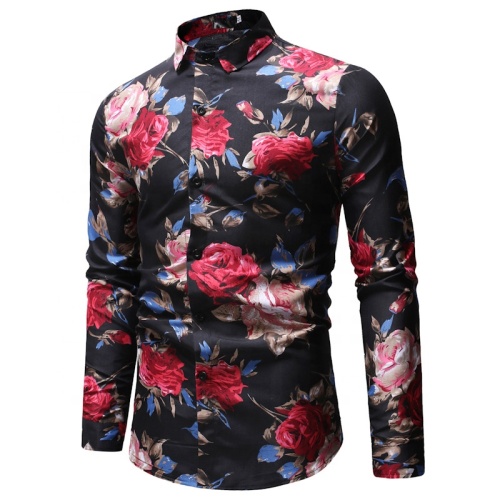 Men's Floral Shirt Black Custom