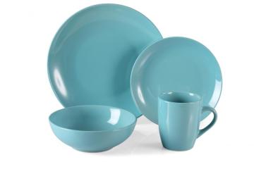 16 Piece Stoneware Dinner Set Teal Color