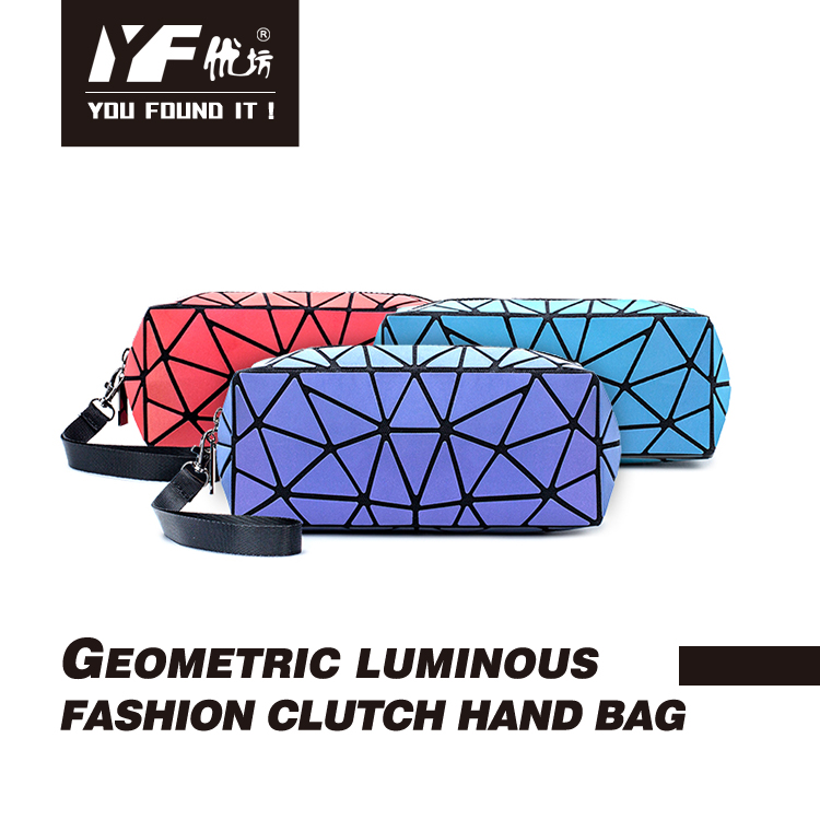 Geometric Clutch Luminous Beauty Bag Small Travel color changing Cosmetic Wristlet bag for women