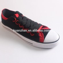 Men canvas double-upper black and red lace-up canvas shoes